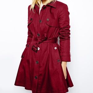 ASOS flared red “skater” trench